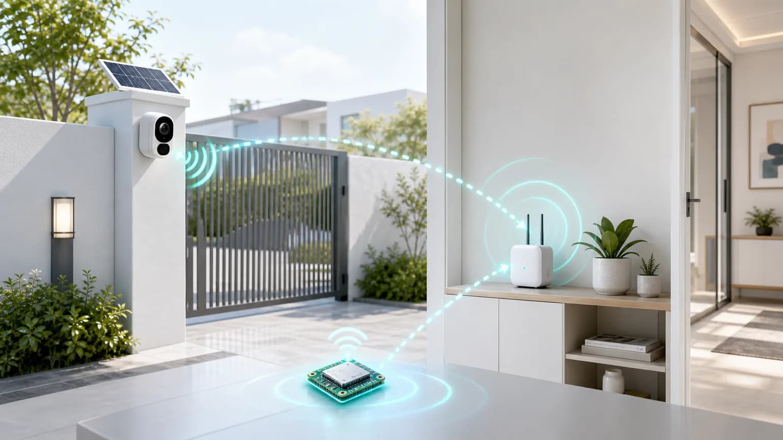 Wi-Fi HaLow 家庭入口和室内看护连接图