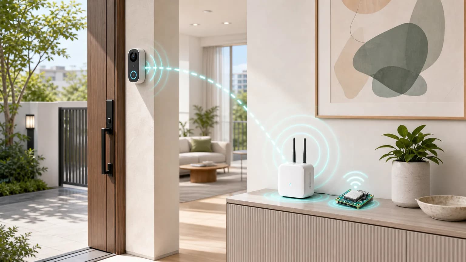 Wi-Fi HaLow 智能门铃入口看护图