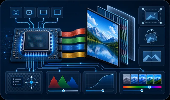 TXW818 display interfaces and image post-processing illustration